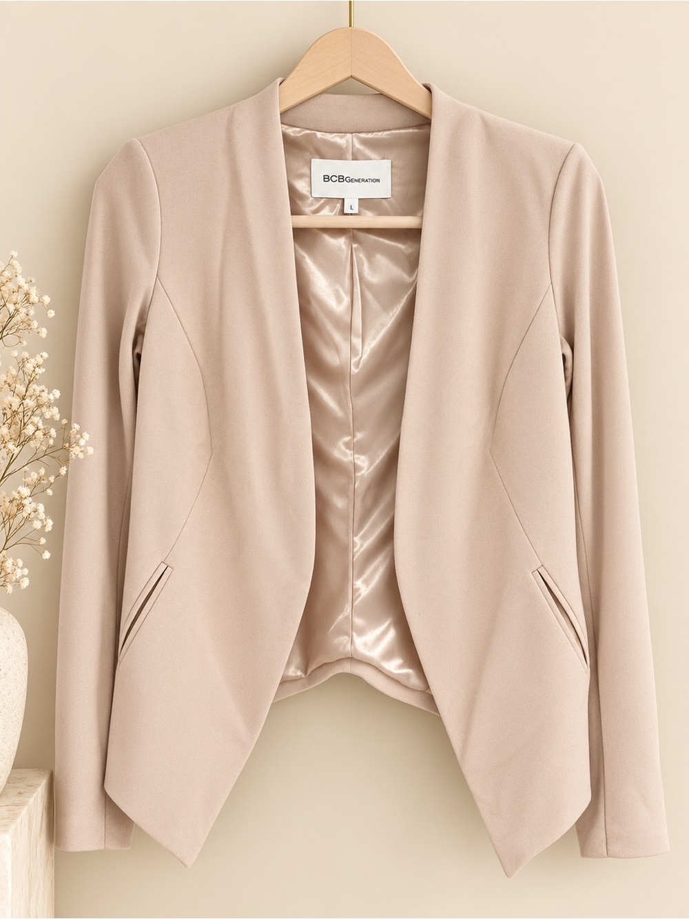 BCBGMAXAZRIA Taupe Open-Front Blazer-Cardigan gorgeous ✨